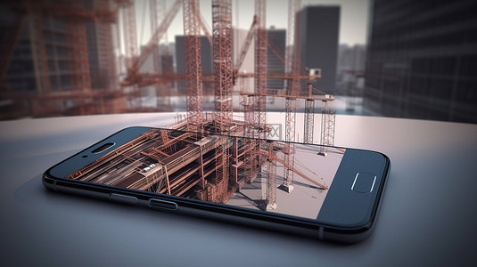 建筑和建筑行业智能手机 3d 渲染中的虚拟会议