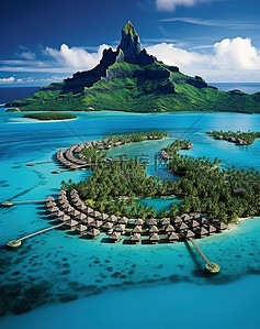 形象易拉宝背景图片_热带海洋和热带岛屿度假村是巴黎波拉波拉岛的美丽形象