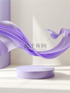 紫色电商电商背景图片_淡紫色飘带丝带的三维模型背景