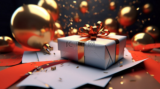 圣诞新年和节日礼券和证书的 3D 渲染