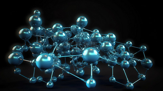 医疗横幅或传单 3D 渲染中的原子级分子结构