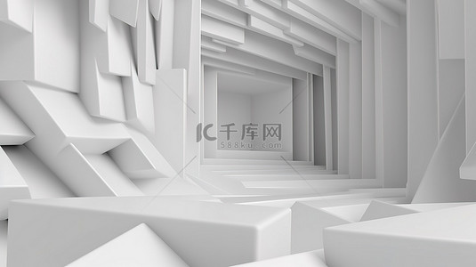 简约白色光质感螺旋楼梯，直方形台阶，带抽象 3D 花瓣