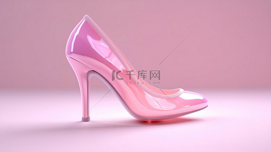 高端女鞋背景图片_精致浅粉色高跟鞋的 3d 渲染