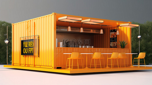 容器中 3D 咖啡馆的插图