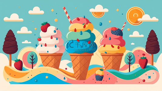 夏天清凉冰淇淋背景