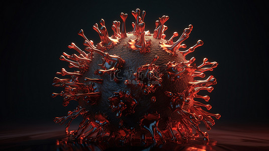 冠状病毒分子的 3d 渲染和 omicron 变体的显微图像的模糊背景