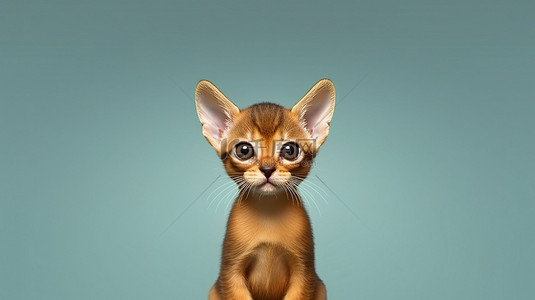 小图卡通背景图片_迷人的阿比西尼亚猫，令人难以抗拒的猫科动物