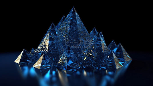 深蓝色抽象三角形设计的高质量 3d 渲染图像