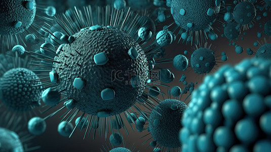 医学主题 3d 背景中的抽象病毒细胞
