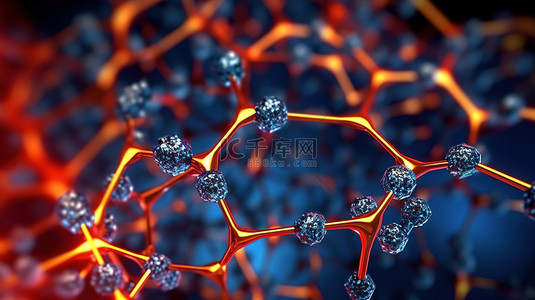 黑色结晶背景图片_六方系统结晶分子连接的抽象表示的 3D 插图