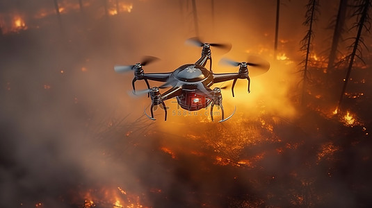 灭火救援演练背景图片_灭火无人机设计创新 3D 概念