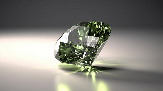 菱形蓝色背景背景图片_灰色背景上明亮的绿色钻石的 3D 渲染，具有闪亮的表面