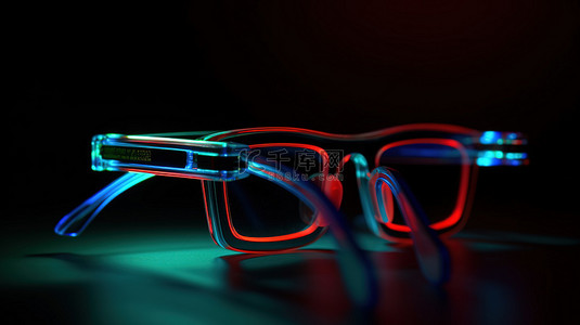 视频播放电视背景图片_霓虹灯照明的简约 3D 眼镜