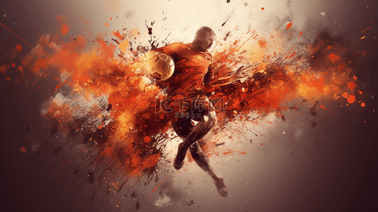 运动员足球爆破烟雾卡通广告背景