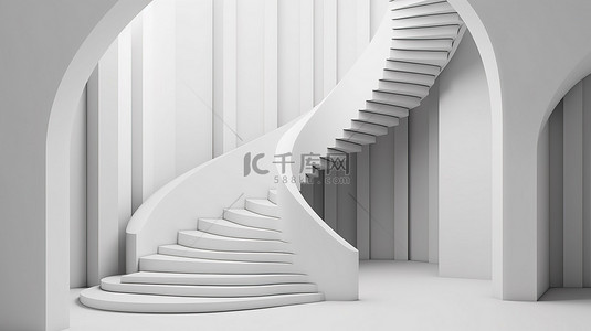 房背景图片_最小楼梯白色背景 3D 渲染抽象设计