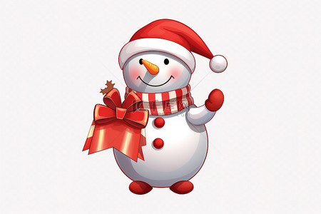 雪人在透明背景上拿着圣诞标签PNG剪贴画
