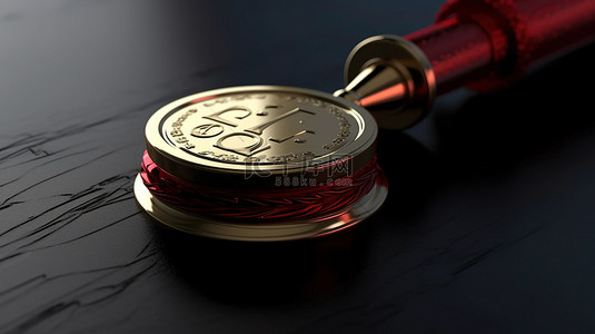 Filecoin 加密货币正式批准的皇家签名蜡封的 3D 插图