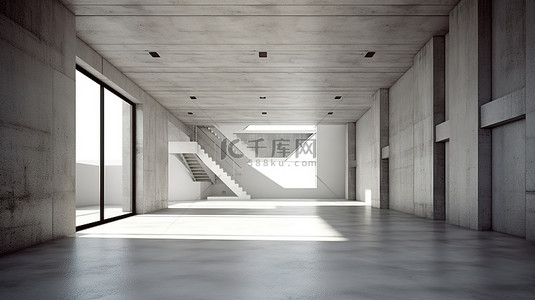 灰色背景图片_混凝土室内建筑细节没有人的 3D 渲染