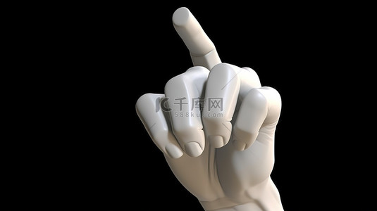 点击按钮背景图片_孤立的白色背景 3D 渲染卡通手指向手指或点击某物