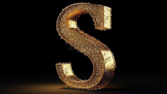 闪闪发光的金色 一个闪闪发光的大写字母的令人惊叹的 3D 渲染