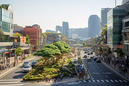 矢量女人做普拉背景图片_首尔市中心道路照片 GDR 首尔普拉达大道