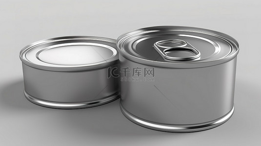 用于包装设计的空白锡罐盒的隔离散装食品容器 3D 渲染