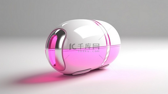 白色和粉色 3D 渲染的概念医疗胶囊
