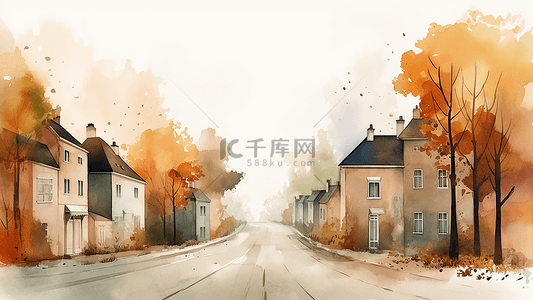 秋季黄色背景背景图片_秋天城市街道背景