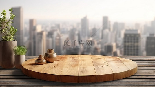 木质桌背景图片_时尚的阁楼墙框木质桌面，用于引人注目的产品展示 3D 渲染