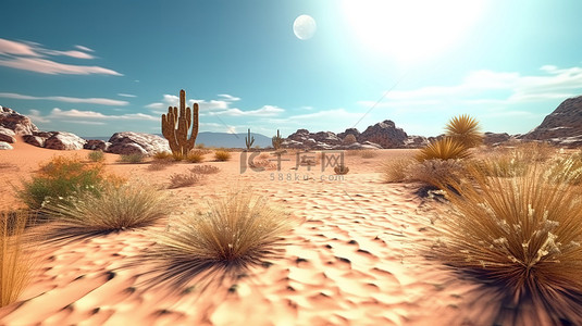 沙漠几何背景图片_风景秀丽的沙漠景观的 3d 渲染
