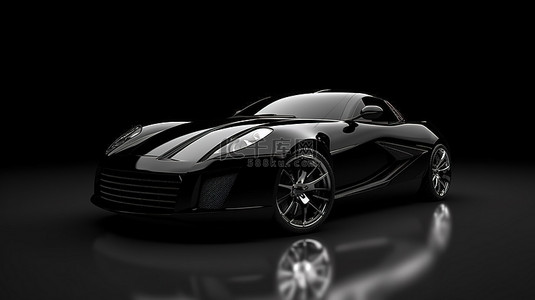 时尚轿跑车，带有黑色跑车的深色触感 3D 渲染