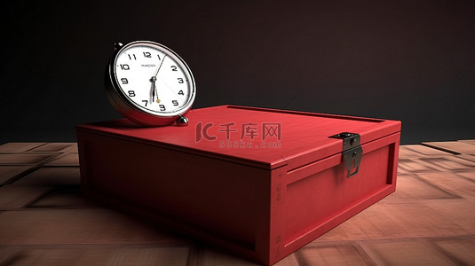 框背景图片_3d 渲染图像中的计时器和红色纸板箱