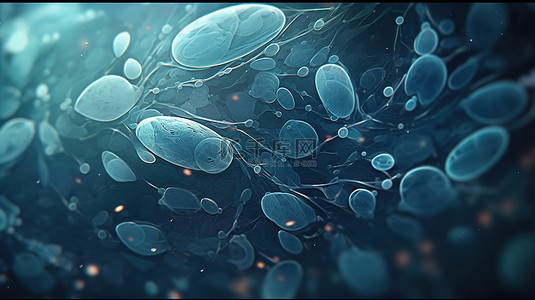 癌症细胞背景图片_3d 渲染的类似细菌细胞的棒