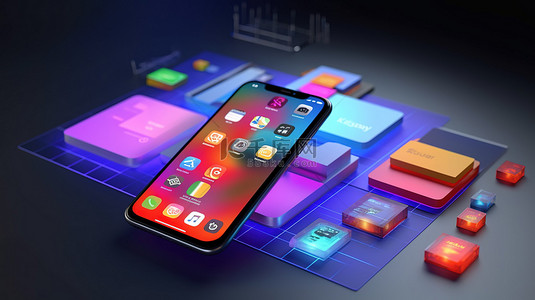ui图形背景图片_应用程序开发和 ui ux 设计概念的 3d 渲染