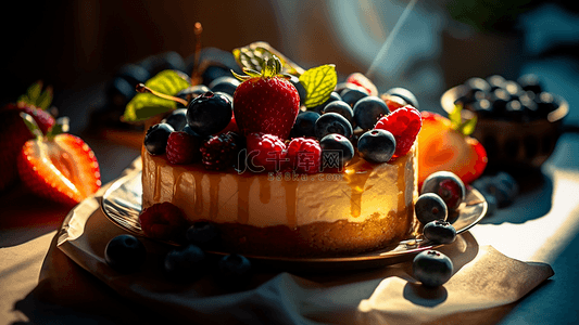 草莓水果背景背景图片_甜品芝士蛋糕水果背景