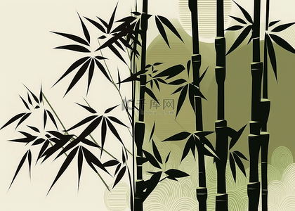 竹子淡绿色简约背景