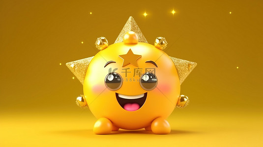 王子骑马背景图片_3D 渲染的星星戴着水晶，象征着好运和胜利