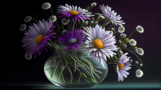 花卉花瓶紫色插画背景
