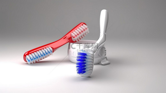 涂有牙膏的3d牙刷