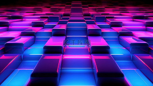 粉色的光背景背景图片_生动的蓝色和粉色的未来派 3D 商业抽象背景