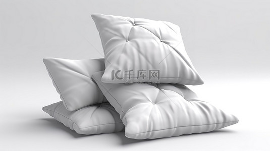 枕头背景图片_3d 渲染的枕头与白色背景隔离