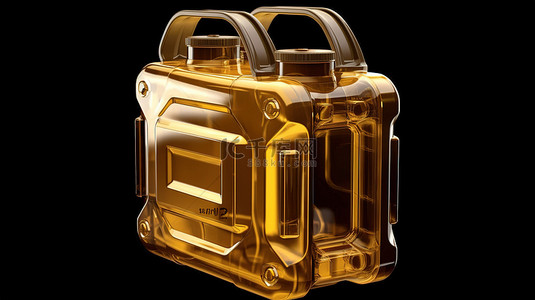 用于机油等的闪亮金色便桶的 3D 渲染