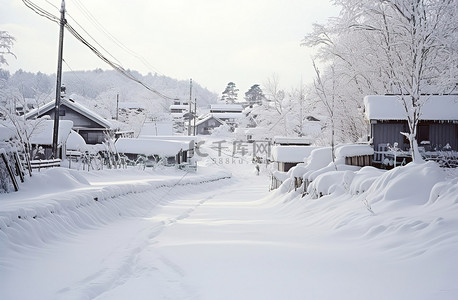 家背景图片_村庄地区被雪覆盖