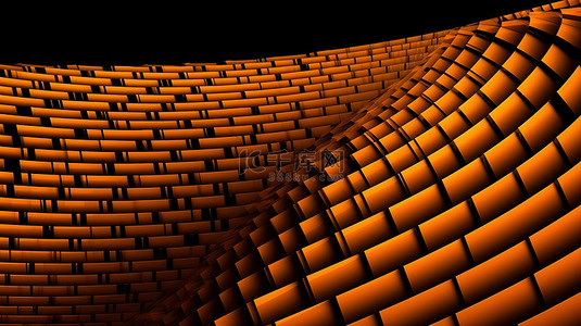 3d 行充满活力的橙色线的几何图案