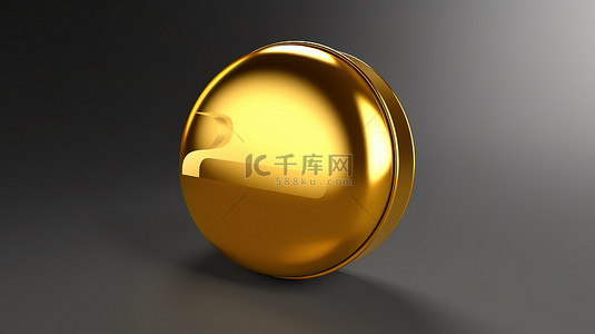 闪亮的圆形语音气泡图标 3d 在金色用户界面和 ux 元素中呈现