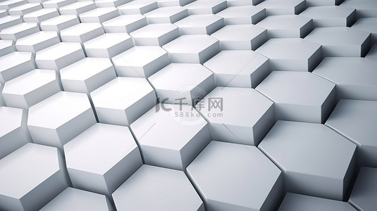 几何科技图案背景图片_具有白色色调的 3d 渲染中的六边形图案背景