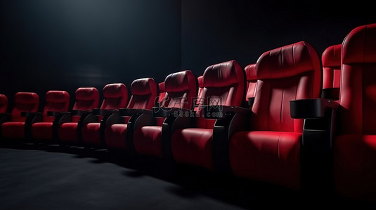 红地毯电影院单座带电影票完美的 3D 电影之夜概念