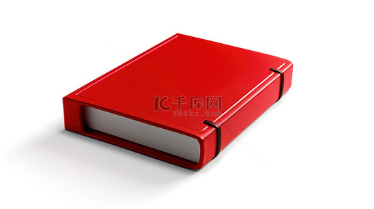 白色背景上一本封闭的红书的孤立 3D 插图