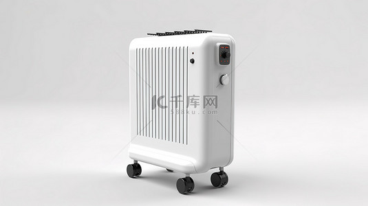 搬家背景背景图片_3d 渲染白色背景与移动对流加热器散热器