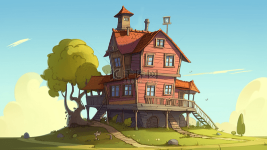 房子木质卡通背景